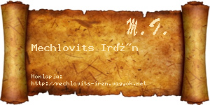Mechlovits Irén névjegykártya